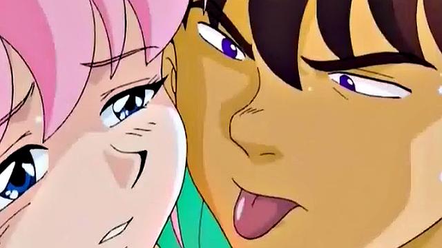 Анимешная девка с большими сиськами сосёт член и получает жёстко в пизду