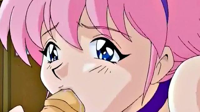 Busty anime teen eats dick