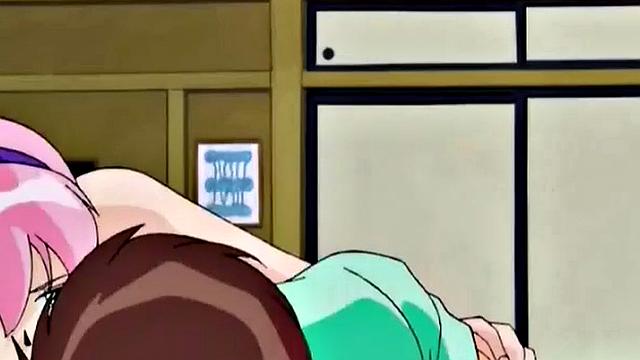 Busty anime teen eats dick