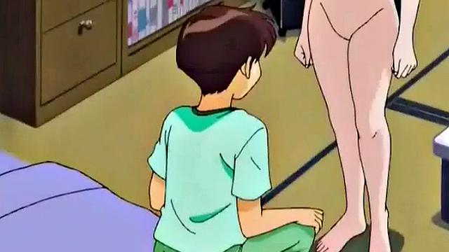 Busty anime teen eats dick