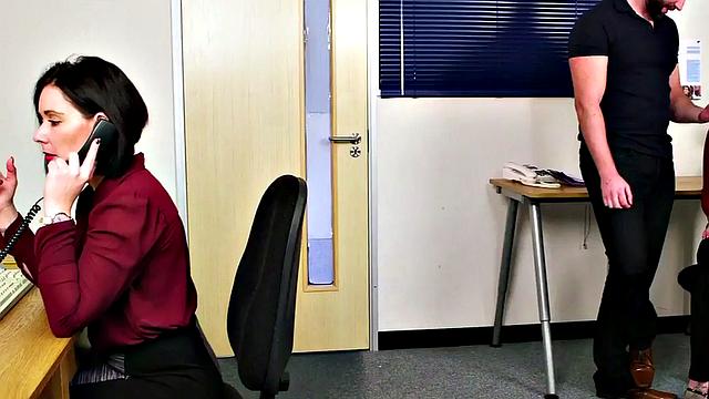 CFNM British secretaries suck cock in group BJ
