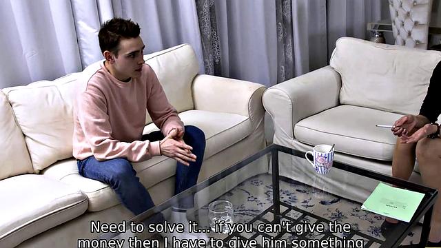 TUTOR4K. Mature tutor pays debt by offering guy her hairy pussy