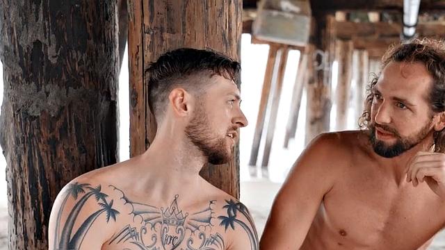 Eager handsome jock barebacking in affair on sofa