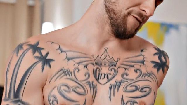 Eager handsome jock barebacking in affair on sofa