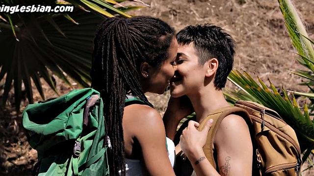 Camping lesbian babes got horny and start pussyeating