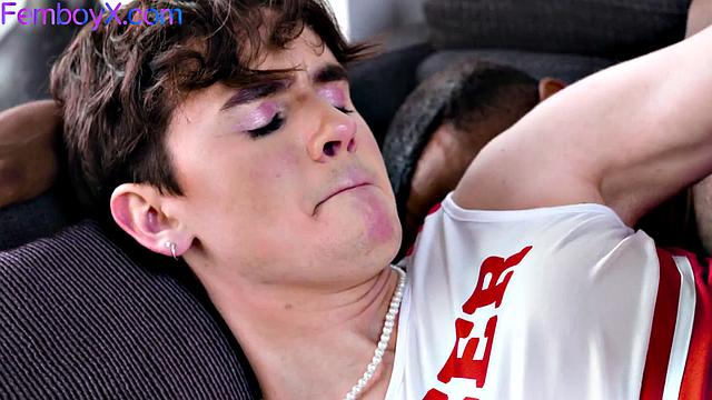 Interracially rammed femboi assfucked