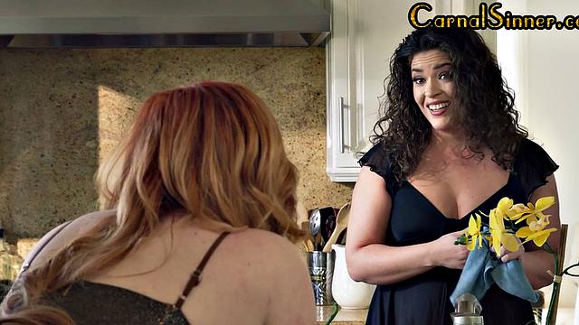 Curvy MILF redhead gets analfucked and gives ass2mouth blowjob