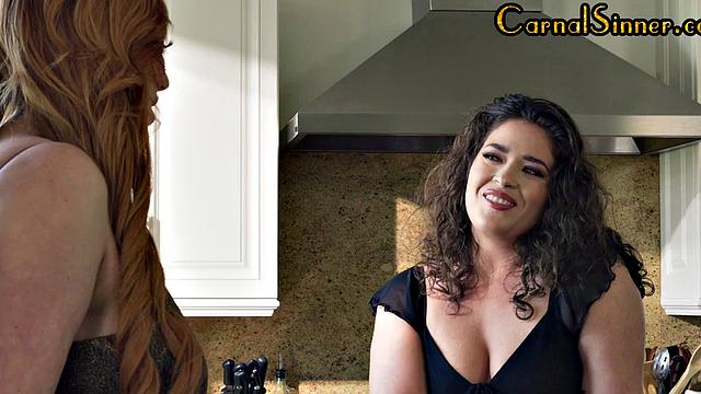 Curvy MILF redhead gets analfucked and gives ass2mouth blowjob