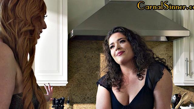 Curvy MILF redhead gets analfucked and gives ass2mouth blowjob