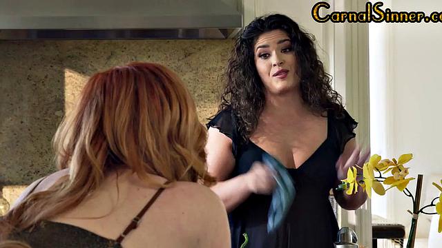 Curvy MILF redhead gets analfucked and gives ass2mouth blowjob