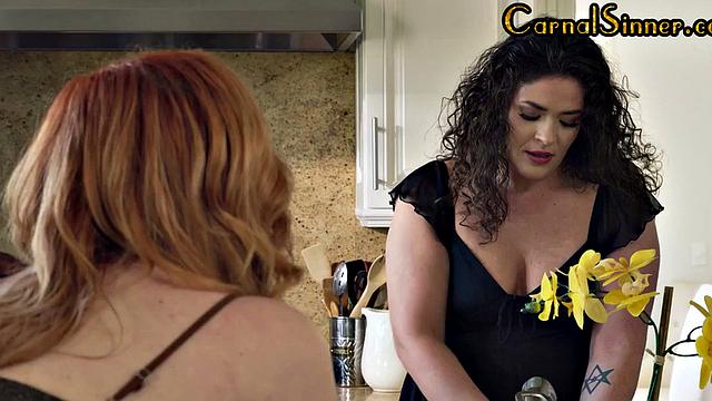 Curvy MILF redhead gets analfucked and gives ass2mouth blowjob