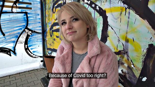 Public slut enjoys fucking on BWC after throating it