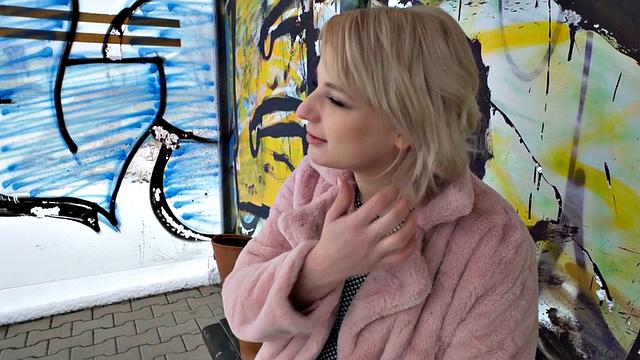 Public slut enjoys fucking on BWC after throating it