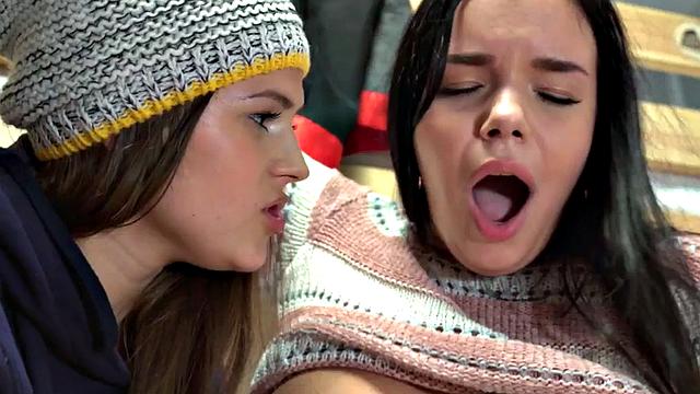 Hostel busty babes smashed by santa in 3some