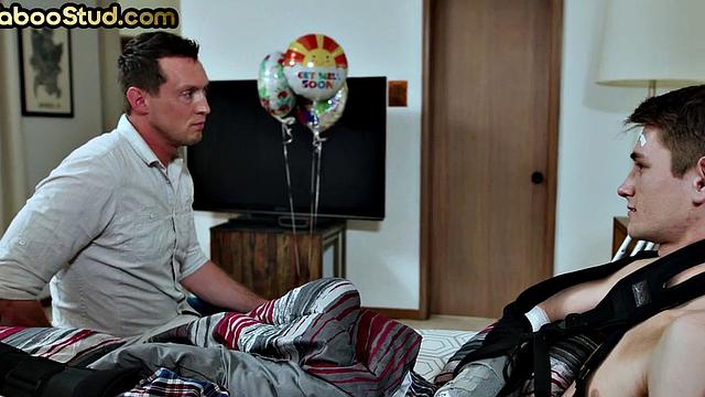 Weird stepdaddy fucks stepson's asshole while alone