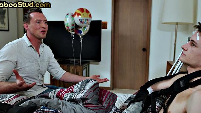 Weird stepdaddy fucks stepson's asshole while alone