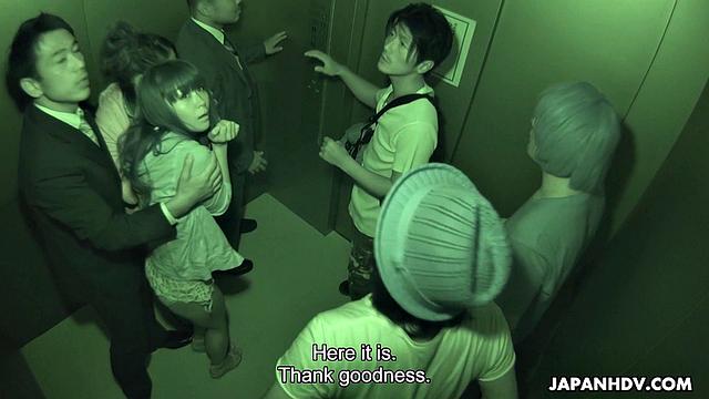 Maika and Miyama Aoi are caught in elevator gang.