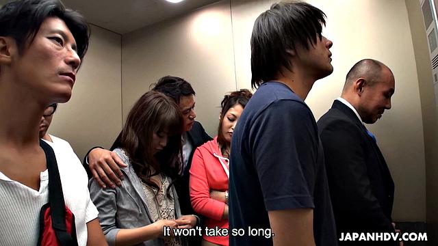 Maika and Miyama Aoi are caught in elevator gang.