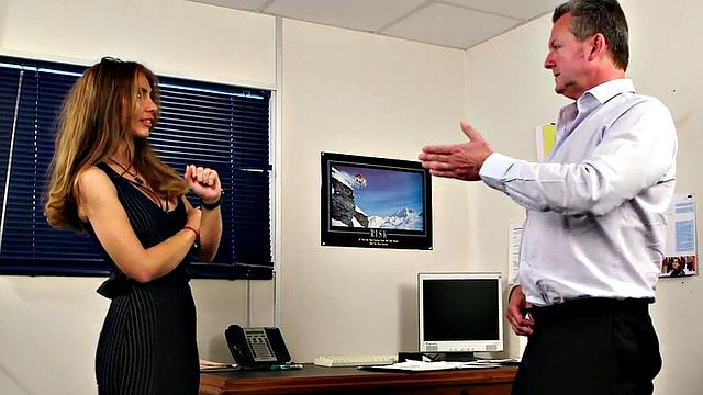 CFNM voyeur secretary watches him jerk while dirty talking