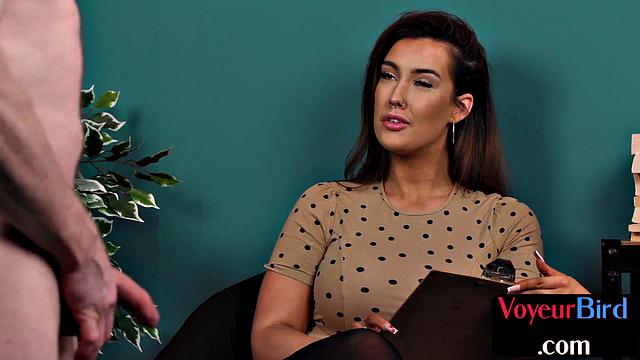 Voyeur office minx teasing interview