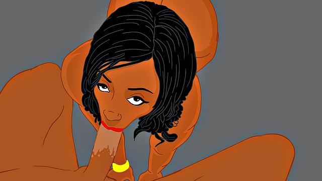 Мультипликационная Cherokee D Ass получает жёсткую порку от чёрного гиганта