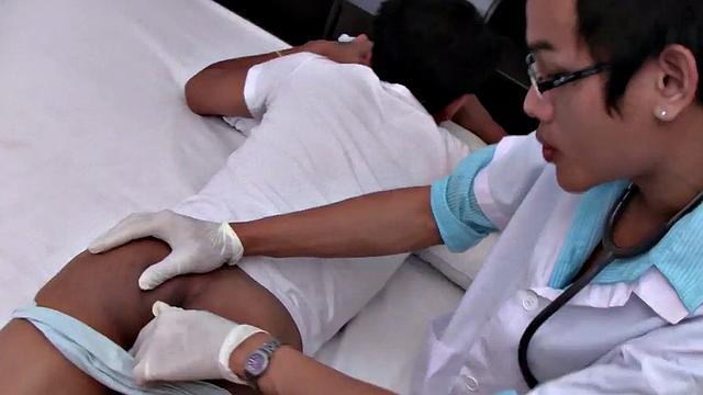 Home Asian twink enjoys anal with his doctor