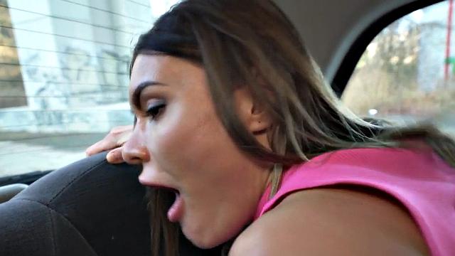 Car busty slut fucked by big dick in wet hole