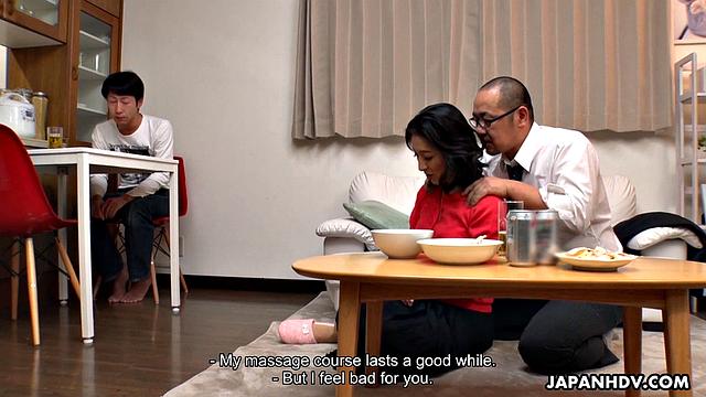 Marina Matsumoto has a visit from her husband's boss and son's friend