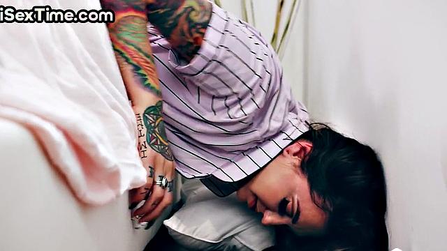 Inked bisex GF pussyfucked in 3some be4 analfucking