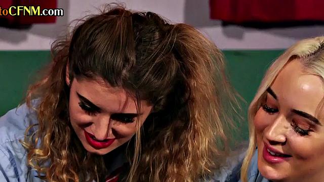 CFNM schoolgirls and cheerleaders wanking teacher's cock