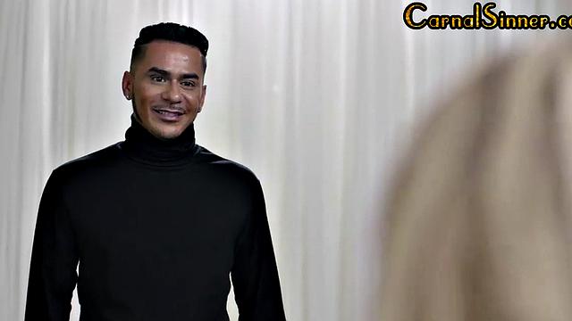 Stunning bisex babe cockriding in 3some after blowjob