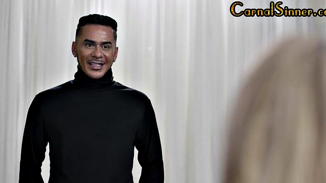 Stunning bisex babe cockriding in 3some after blowjob