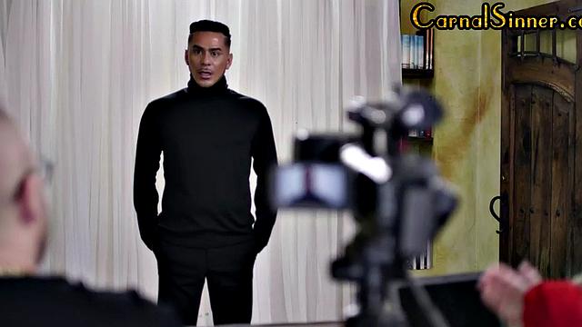 Stunning bisex babe cockriding in 3some after blowjob