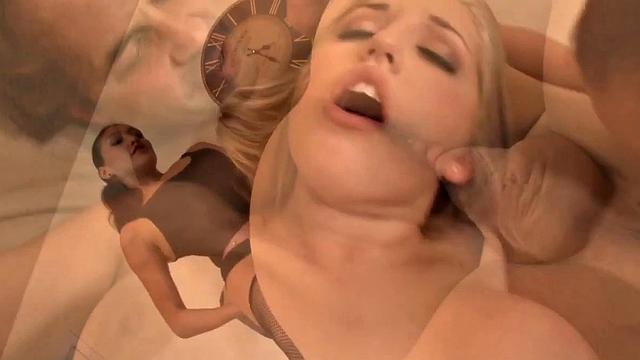 Hot Blonde with Lesbian Blowbang Threesome