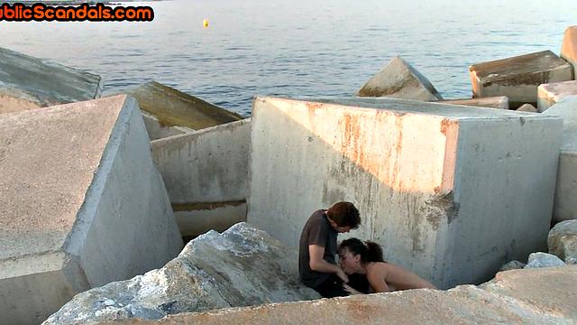 Scandalous slut mouth and pussybanged outdoor in front of voyeurs