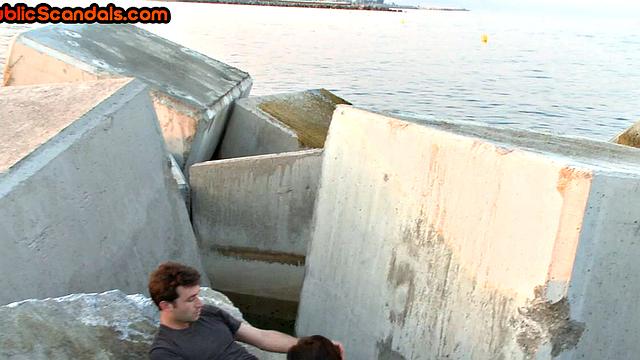 Scandalous slut mouth and pussybanged outdoor in front of voyeurs