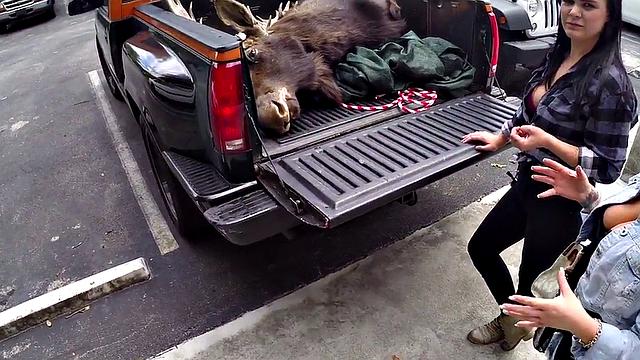 Pawnshop customers fucked in threesome by big dick