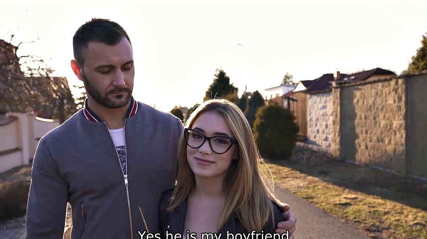 Naughty teen with glasses gives a driving lesson and gets fucked outdoors