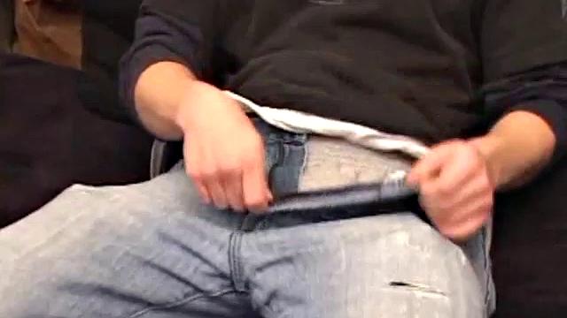 When Alex strips off all his clothes his big dick flops out and he immediately starts stroking it. An off-camera hand gives Alex a hand job and after sampling a few anal sex toys Alex releases a streaming cum load.