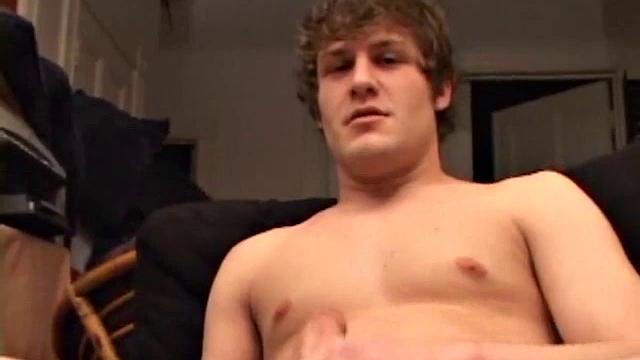 When Alex strips off all his clothes his big dick flops out and he immediately starts stroking it. An off-camera hand gives Alex a hand job and after sampling a few anal sex toys Alex releases a streaming cum load.