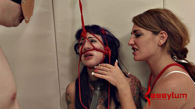 Bound and throat fucked submissive teen