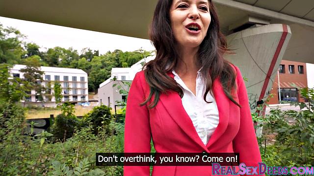 Classy cougar pounded in public