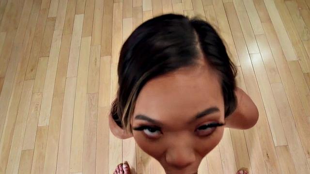 Squirting Asian penetrated in POV by perverted fucker