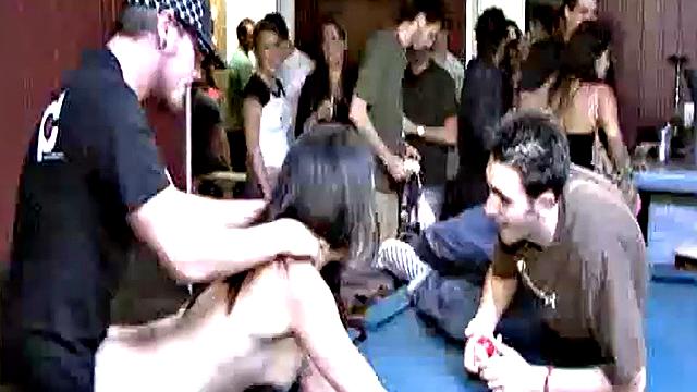 Petite coed fucked across pool table