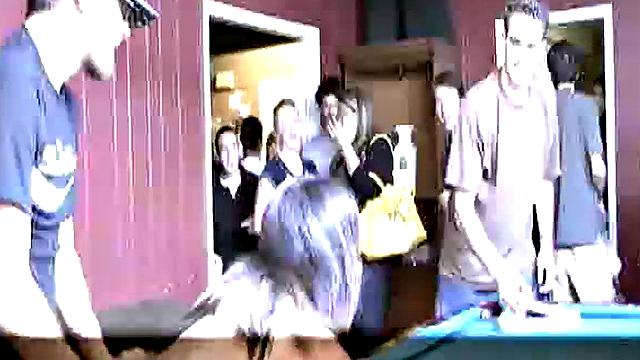 Petite coed fucked across pool table