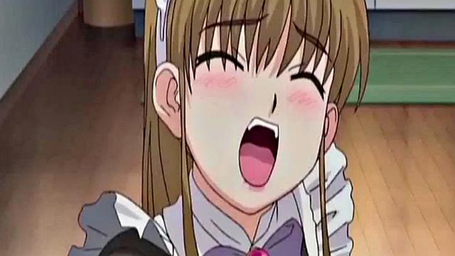 Anime maid masturbates to thoughts of boss