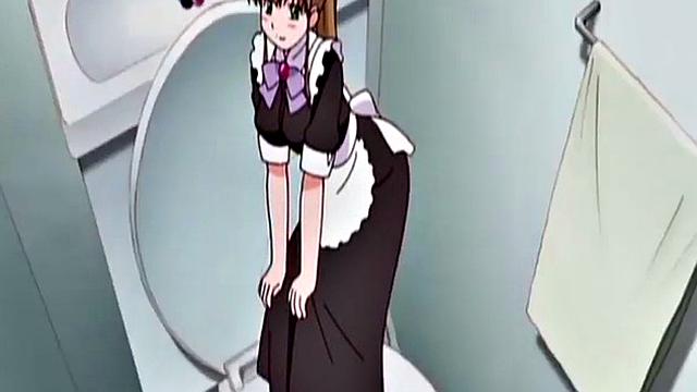 Anime maid masturbates to thoughts of boss