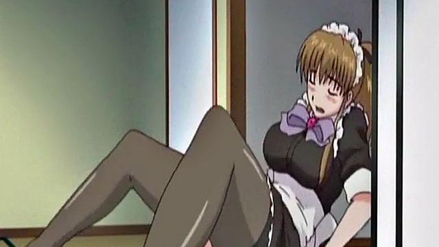 Anime maid masturbates to thoughts of boss