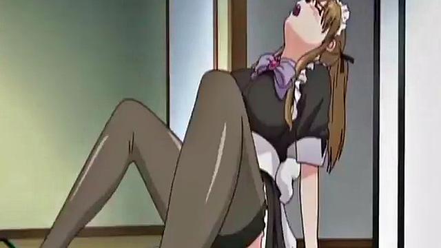 Anime maid masturbates to thoughts of boss