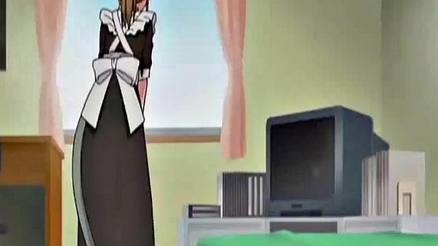 Anime maid masturbates to thoughts of boss